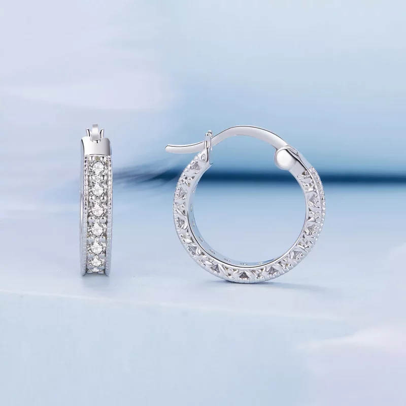 (imagen para) Aros de aro estilo Pandora con brillo - BSE868 - Ver 2
