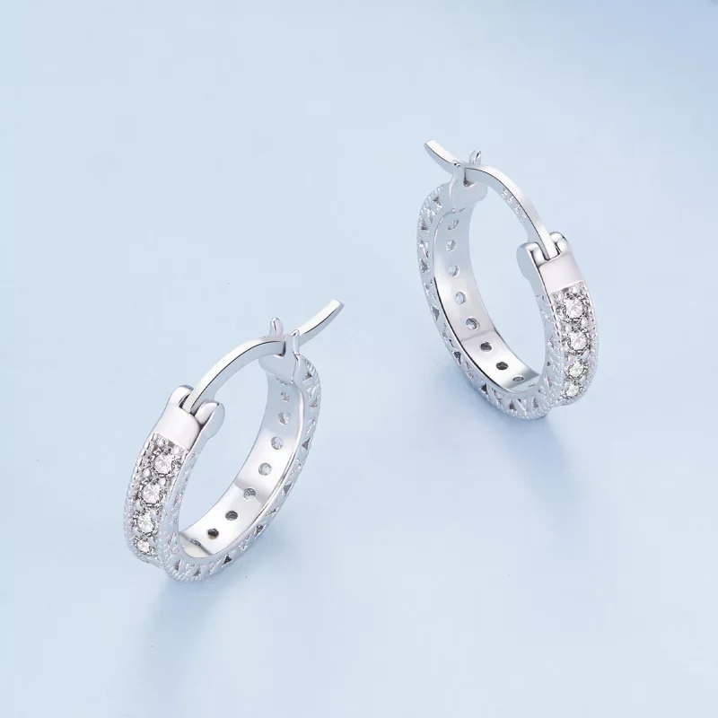 (imagen para) Aros de aro estilo Pandora con brillo - BSE868 - Ver 3
