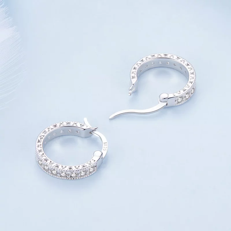 (imagen para) Aros de aro estilo Pandora con brillo - BSE868 - Ver 4