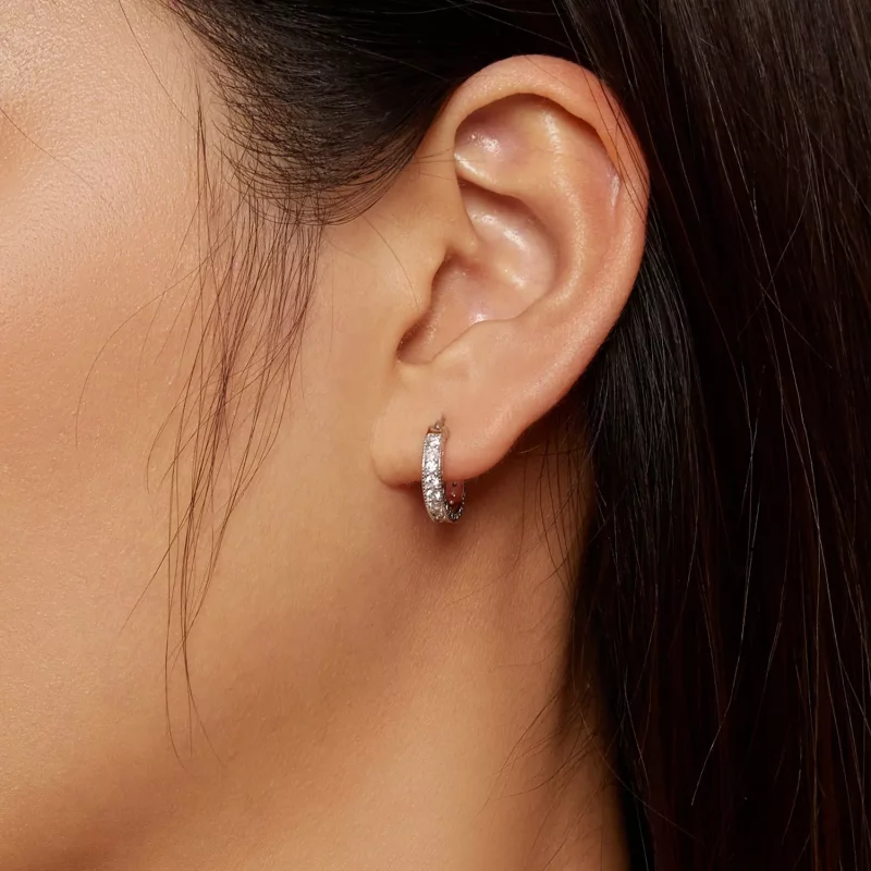 (imagen para) Aros de aro estilo Pandora con brillo - BSE868 - Ver 5