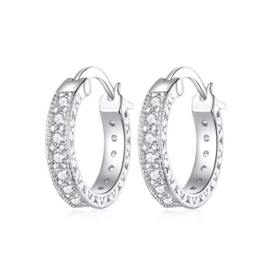 (imagen para) Aros de aro estilo Pandora con brillo - BSE868
