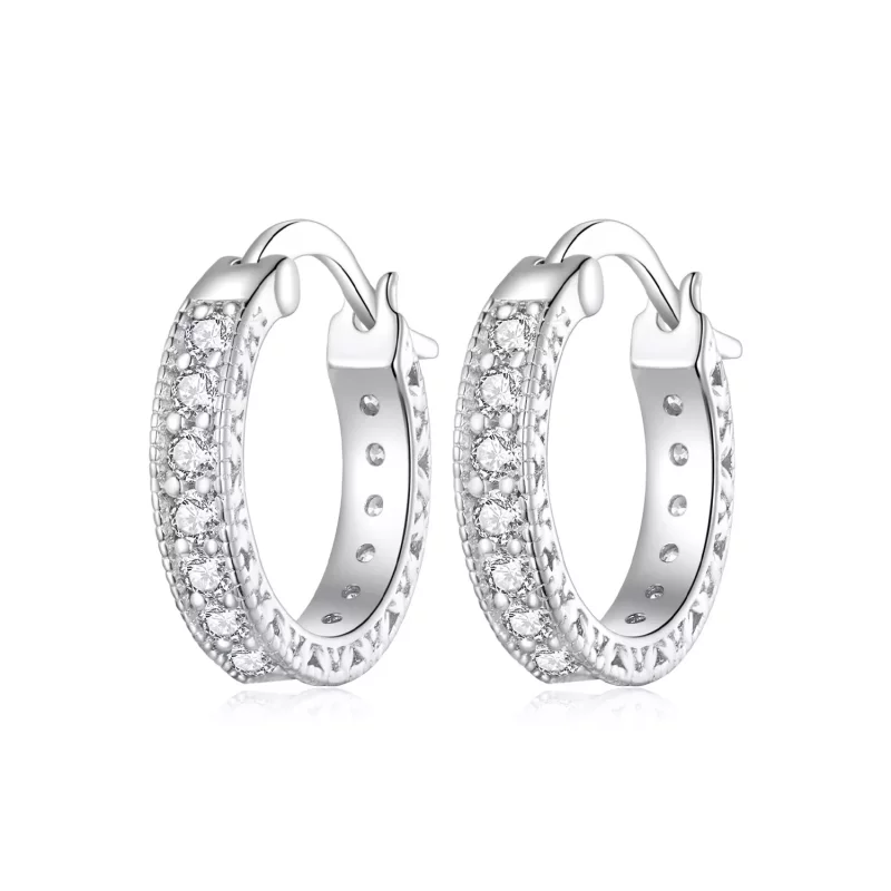 (imagen para) Aros de aro estilo Pandora con brillo - BSE868