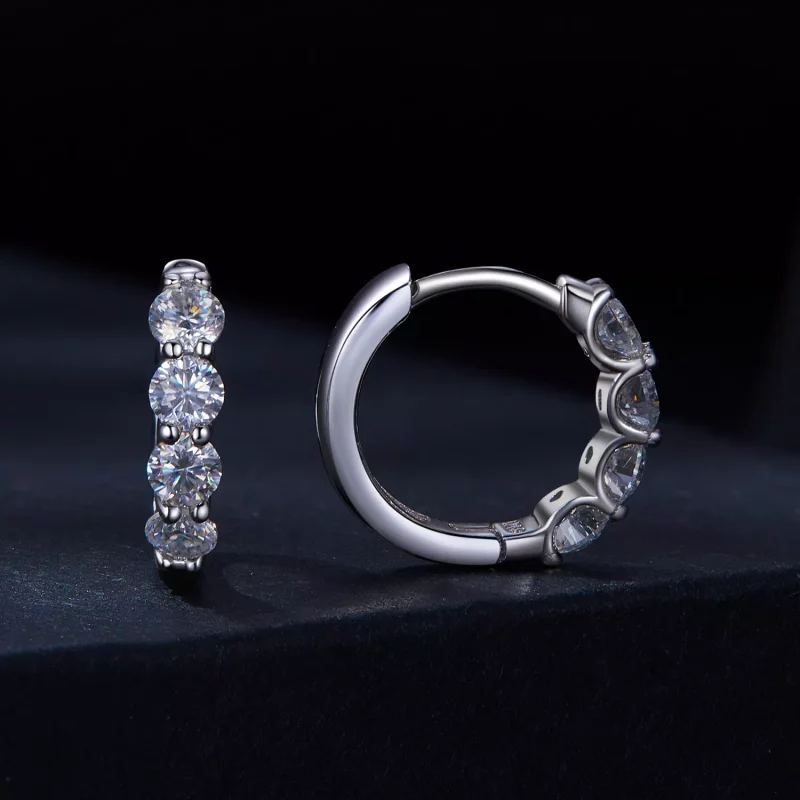 (imagen para) Aros de aro estilo Pandora con Moissanite - MSE030 - Ver 2