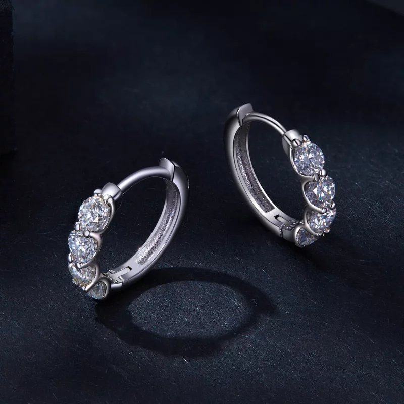 (imagen para) Aros de aro estilo Pandora con Moissanite - MSE030 - Ver 3