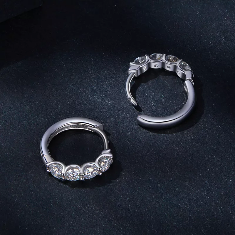 (imagen para) Aros de aro estilo Pandora con Moissanite - MSE030 - Ver 4