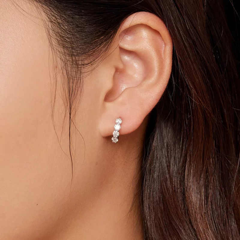 (imagen para) Aros de aro estilo Pandora con Moissanite - MSE030 - Ver 5