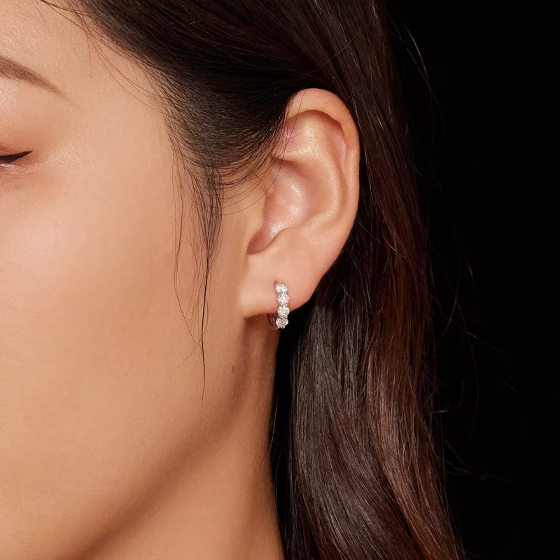 (imagen para) Aros de aro estilo Pandora con Moissanite - MSE030 - Ver 6