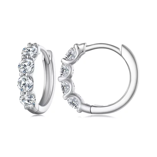 (imagen para) Aros de aro estilo Pandora con Moissanite - MSE030