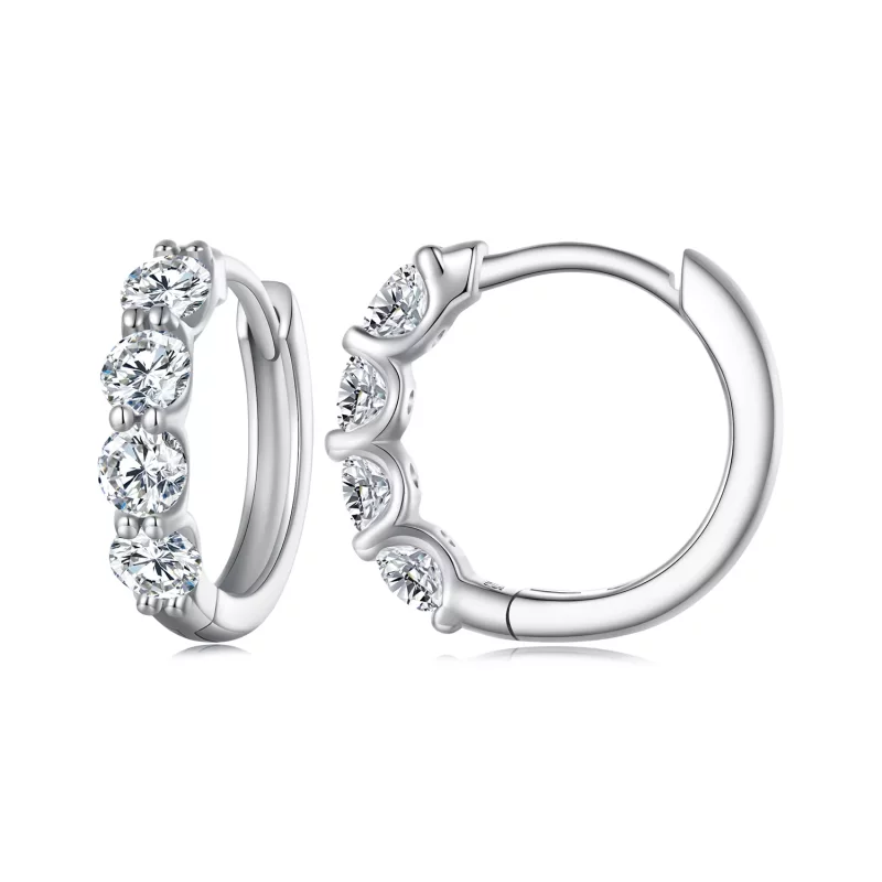 (imagen para) Aros de aro estilo Pandora con Moissanite - MSE030