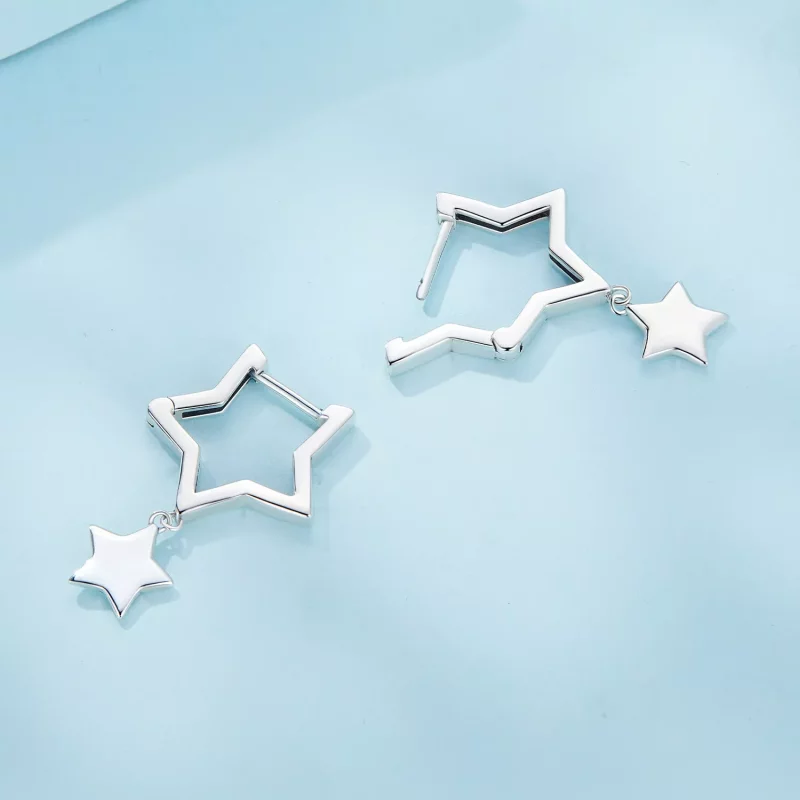 (imagen para) Aros de Estilo Pandora con Estrellas - SCE1621 - Ver 3
