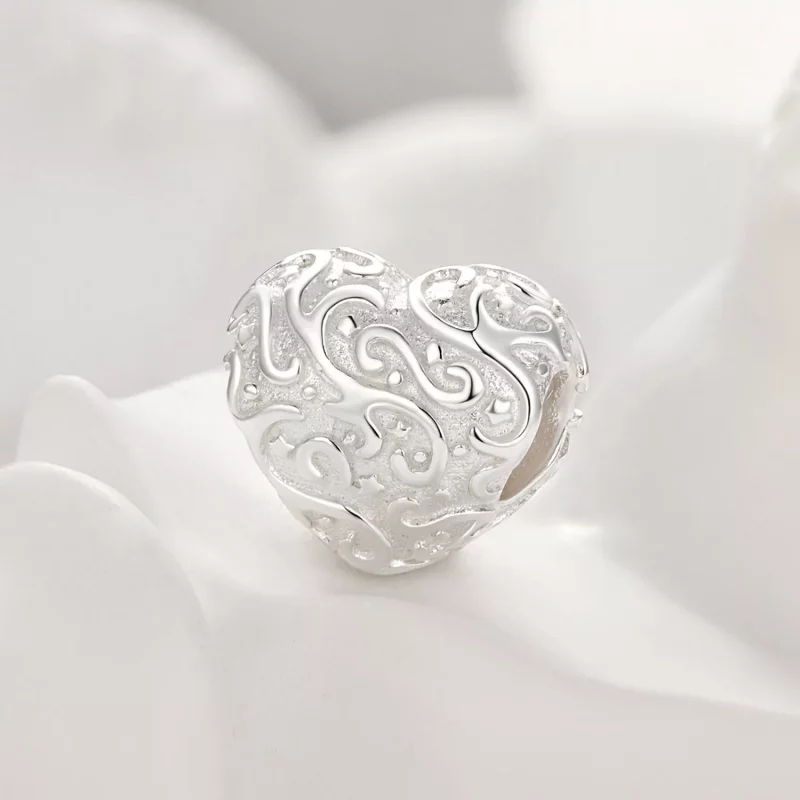 (imagen para) Charm con forma de corazón con patrón estilo Pandora - SCC2618 - Ver 2