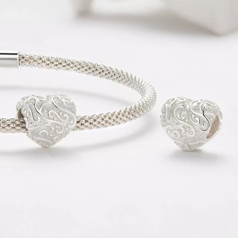 (imagen para) Charm con forma de corazón con patrón estilo Pandora - SCC2618 - Ver 4