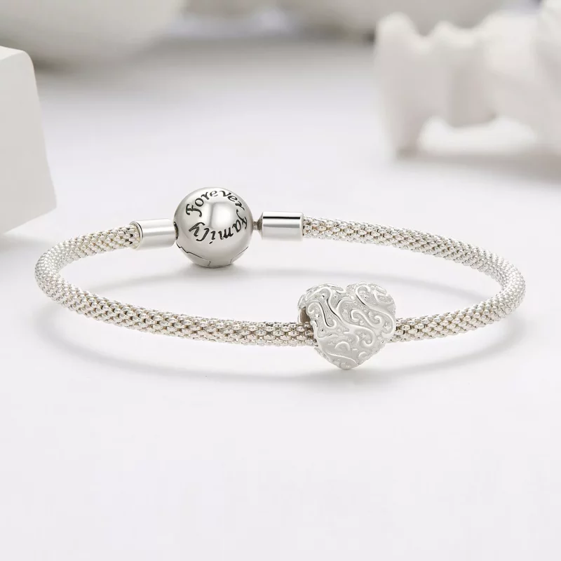 (imagen para) Charm con forma de corazón con patrón estilo Pandora - SCC2618 - Ver 5