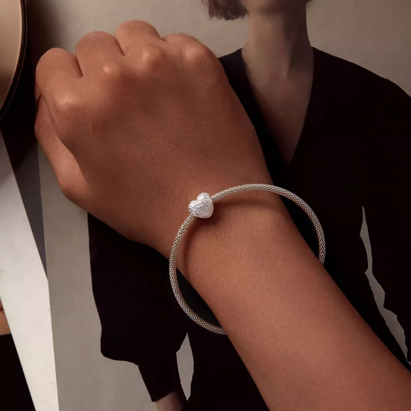 (imagen para) Charm con forma de corazón con patrón estilo Pandora - SCC2618 - Ver 6