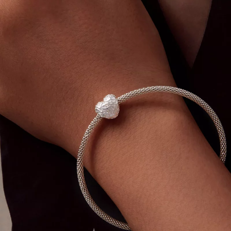 (imagen para) Charm con forma de corazón con patrón estilo Pandora - SCC2618 - Ver 7