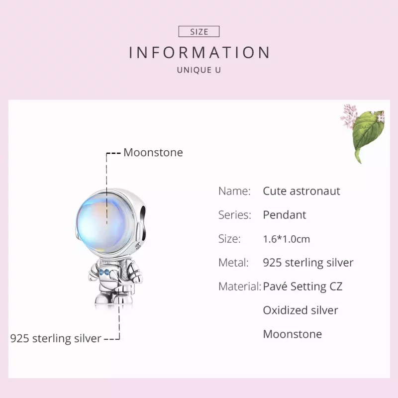 (imagen para) Charm de Astronauta con sensor de calor de estilo Pandora - BSC578 - Ver 3
