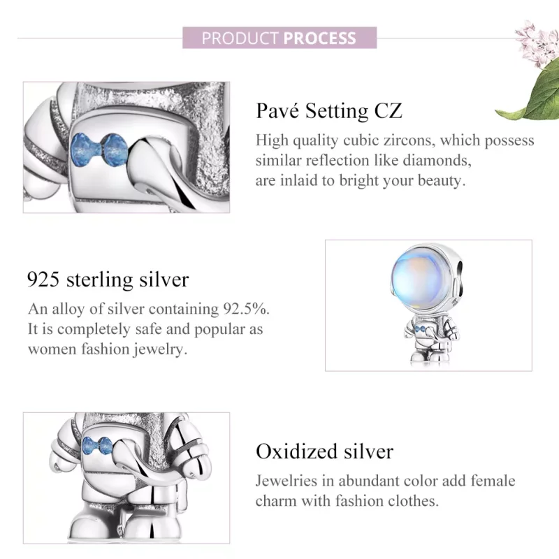 (imagen para) Charm de Astronauta con sensor de calor de estilo Pandora - BSC578 - Ver 5