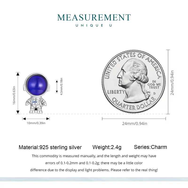 (imagen para) Charm de astronauta con sensor de calor estilo Pandora - BSC578-CF - Ver 5