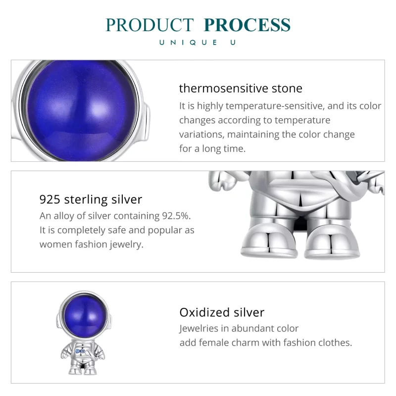 (imagen para) Charm de astronauta con sensor de calor estilo Pandora - BSC578-CF - Ver 6
