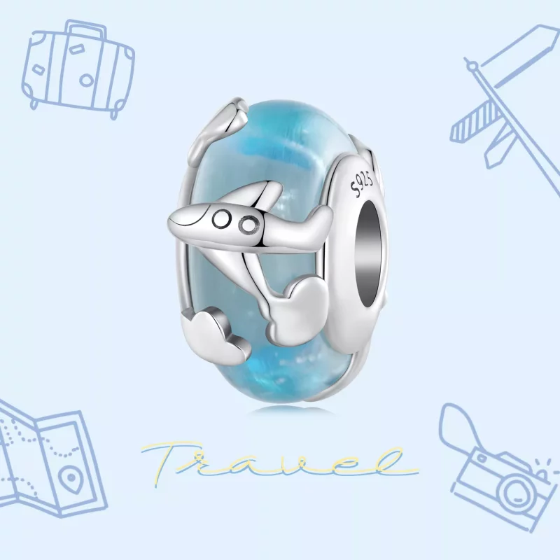 (imagen para) Charm de avión con acabado brillante estilo Pandora - SCC2482 - Ver 3