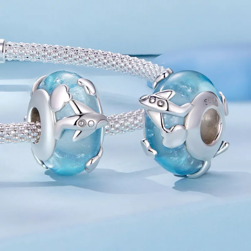 (imagen para) Charm de avión con acabado brillante estilo Pandora - SCC2482 - Ver 4