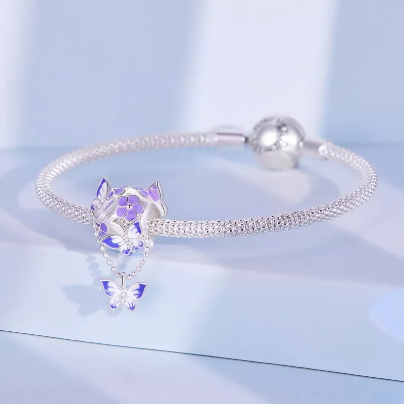 (imagen para) Charm de borla con mariposa al estilo Pandora - SCC2460 - Ver 3
