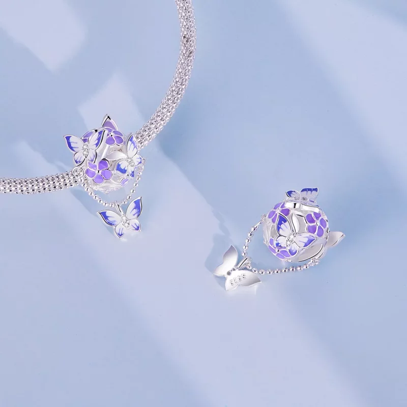(imagen para) Charm de borla con mariposa al estilo Pandora - SCC2460 - Ver 4
