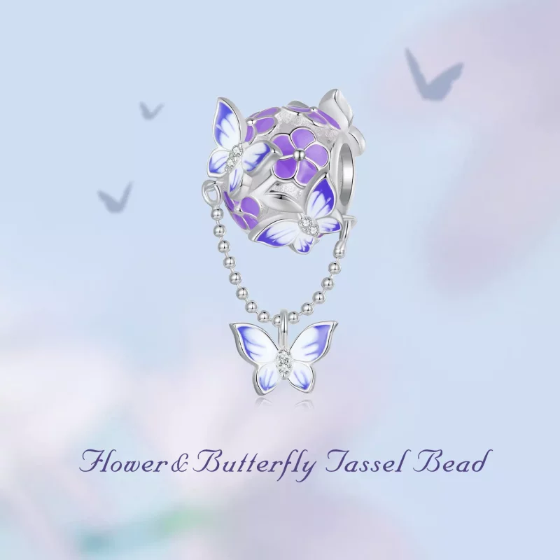 (imagen para) Charm de borla con mariposa al estilo Pandora - SCC2460 - Ver 6