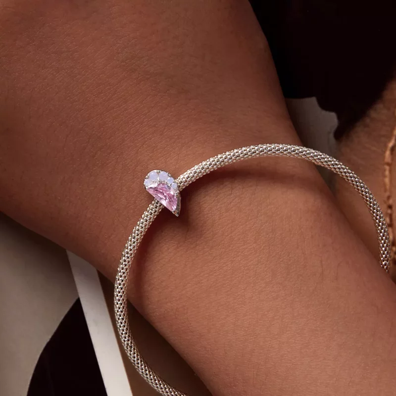 (imagen para) Charm de corazón rosa estilo Pandora para hermanas - SCC2641 - Ver 3
