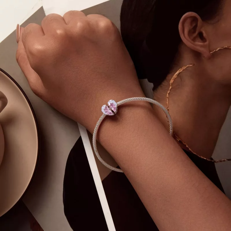 (imagen para) Charm de corazón rosa estilo Pandora para hermanas - SCC2641 - Ver 8