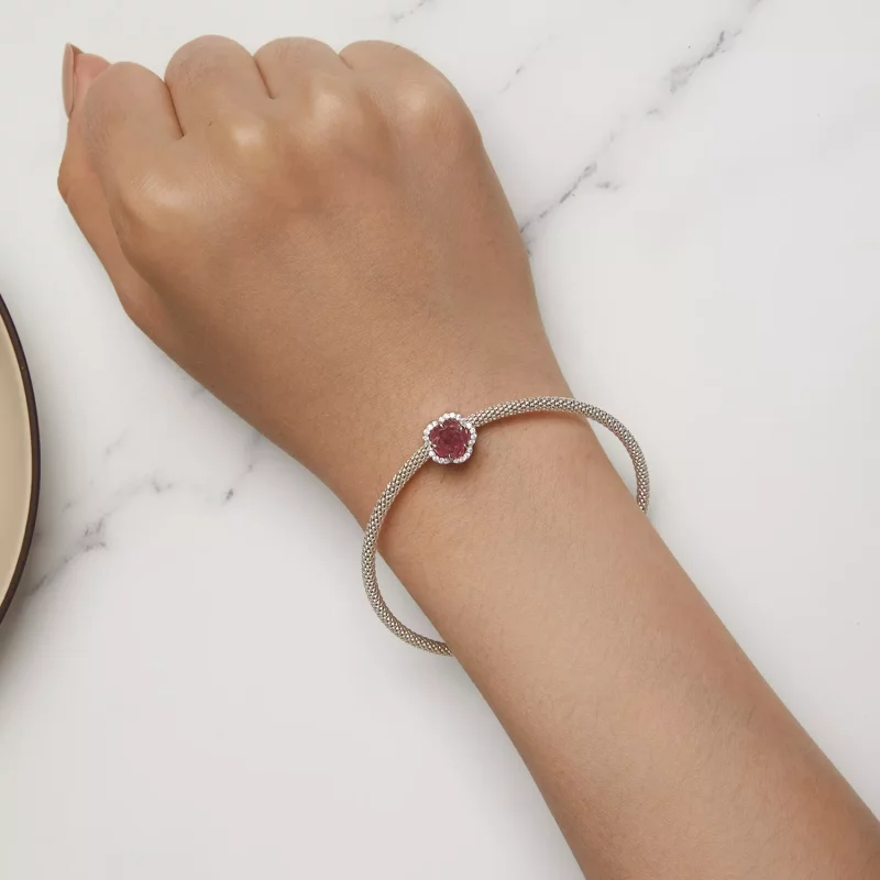 (imagen para) Charm de cristal estilo Pandora con forma de rosa - BSC904 - Ver 3