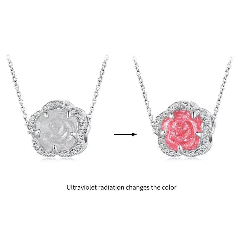 (imagen para) Charm de cristal estilo Pandora con forma de rosa - BSC904 - Ver 2