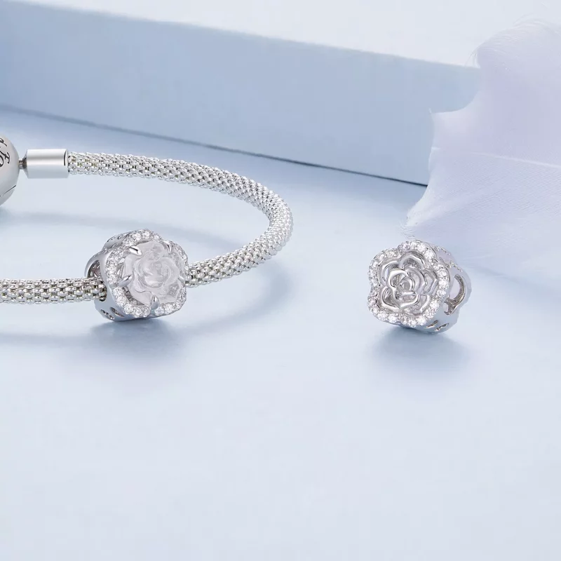 (imagen para) Charm de cristal estilo Pandora con forma de rosa - BSC904 - Ver 7