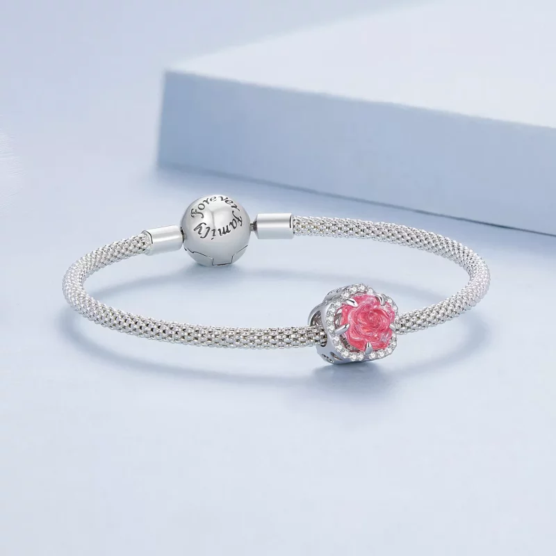 (imagen para) Charm de cristal estilo Pandora con forma de rosa - BSC904 - Ver 8