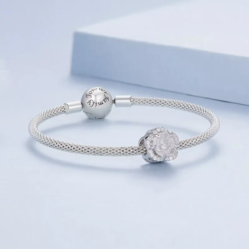 (imagen para) Charm de cristal estilo Pandora con forma de rosa - BSC904 - Ver 9