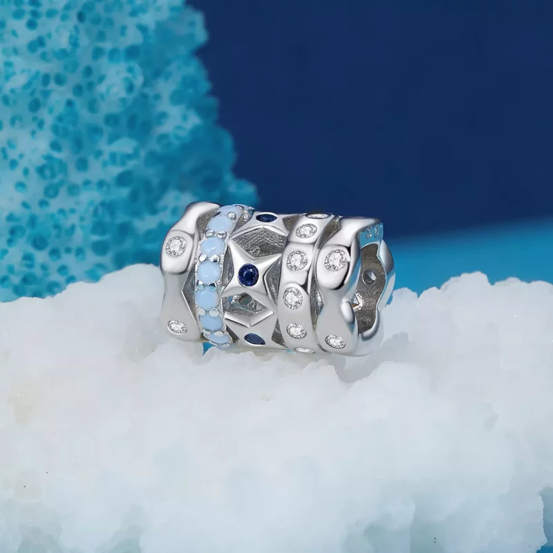(imagen para) Charm de Estilo Pandora con Estrella Azul - BSC919 - Ver 2