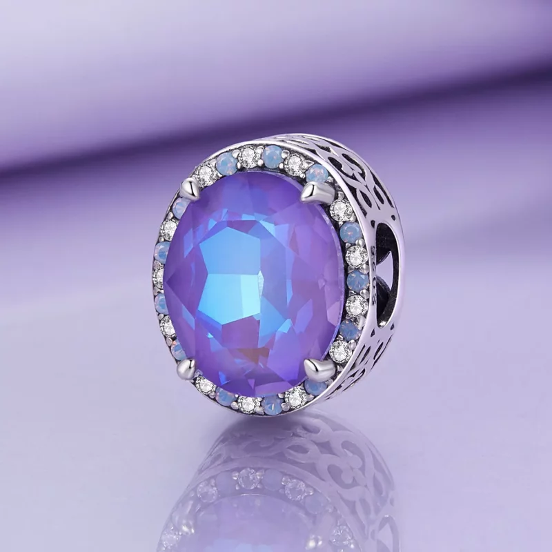 (imagen para) Charm de estilo Pandora con gema de luz lunar - BSC891 - Ver 2