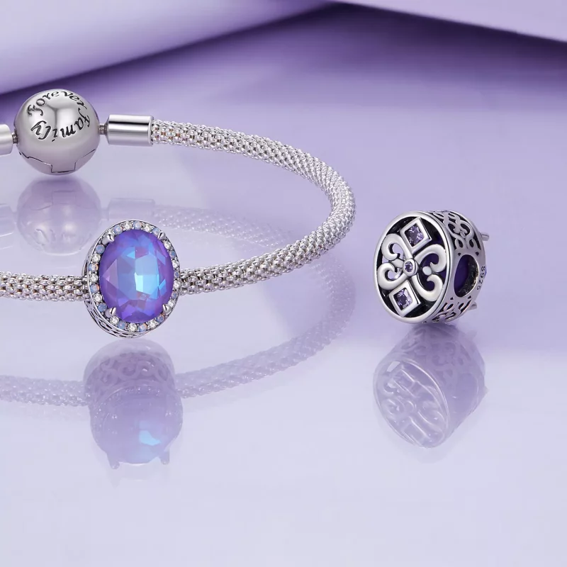 (imagen para) Charm de estilo Pandora con gema de luz lunar - BSC891 - Ver 4