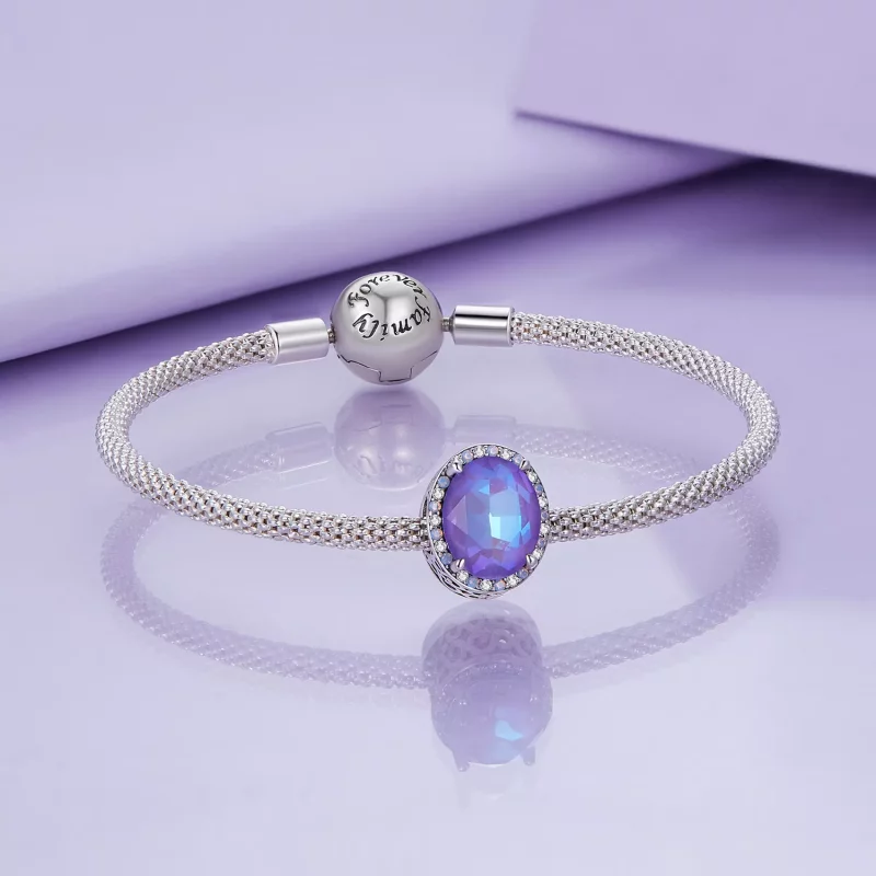 (imagen para) Charm de estilo Pandora con gema de luz lunar - BSC891 - Ver 5