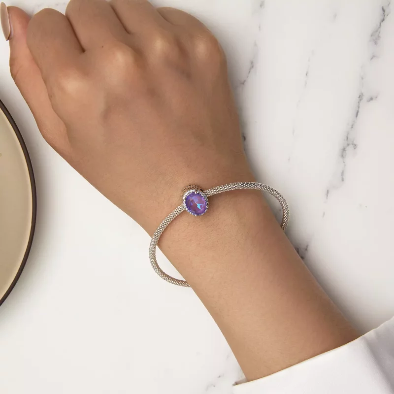 (imagen para) Charm de estilo Pandora con gema de luz lunar - BSC891 - Ver 6