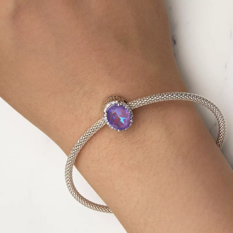 (imagen para) Charm de estilo Pandora con gema de luz lunar - BSC891 - Ver 7