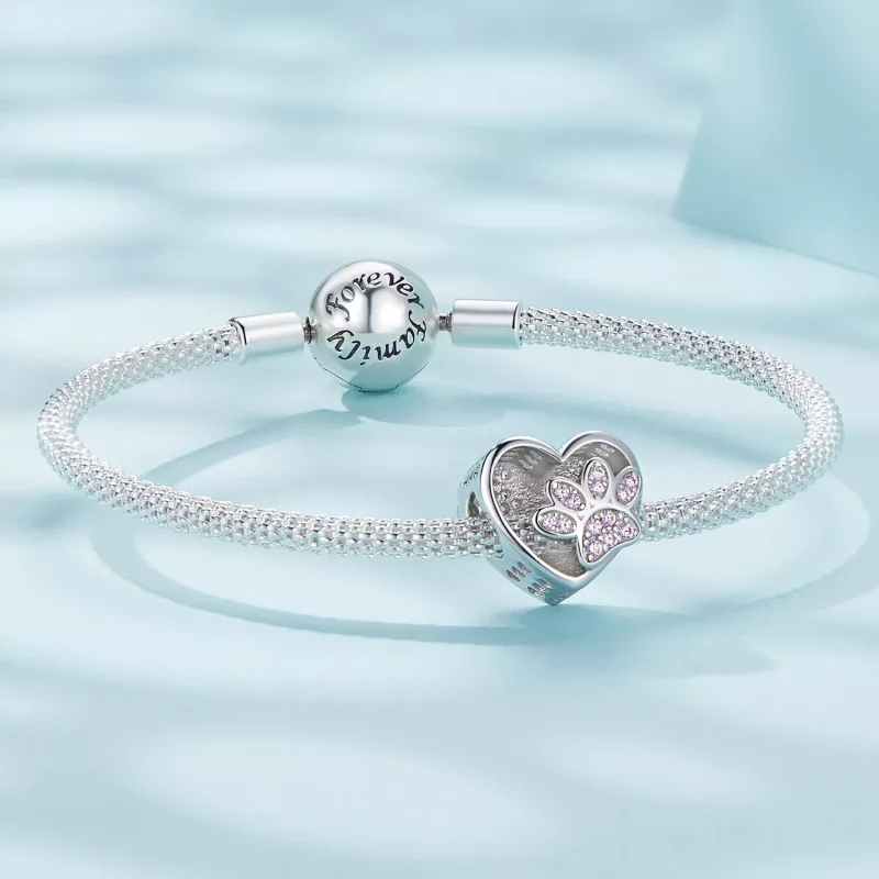(imagen para) Charm de estilo Pandora con lindas huellas de mascotas que se pueden grabar - SC - Ver 5