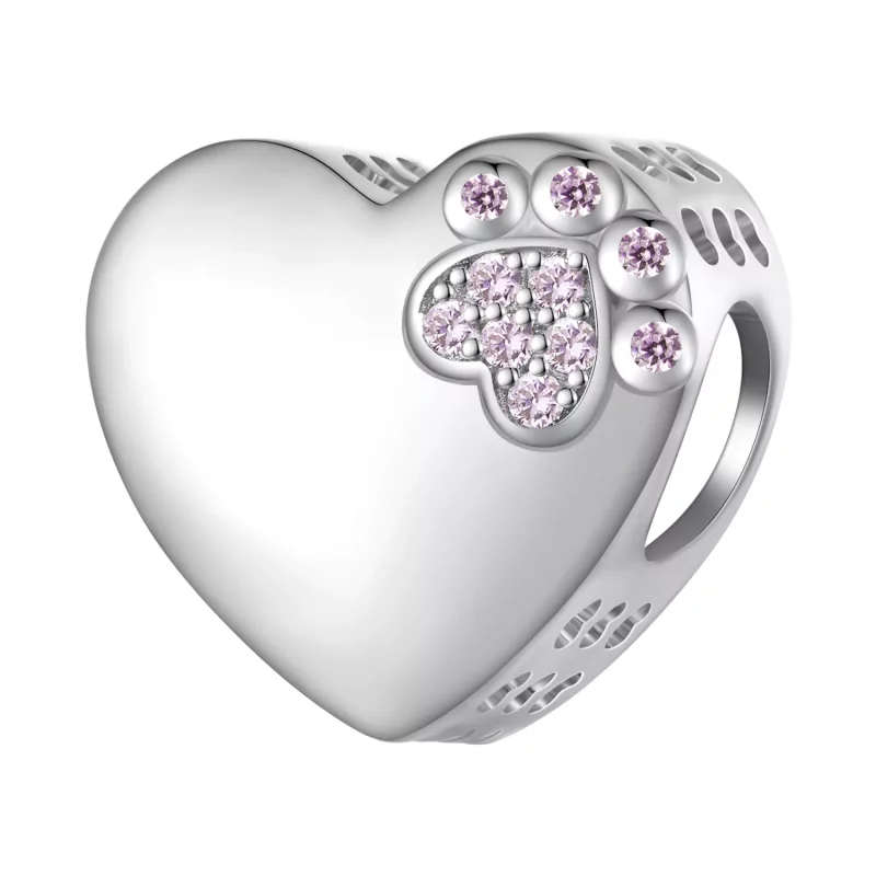 (imagen para) Charm de estilo Pandora con lindas huellas de mascotas que se pueden grabar - SC - Ver 7