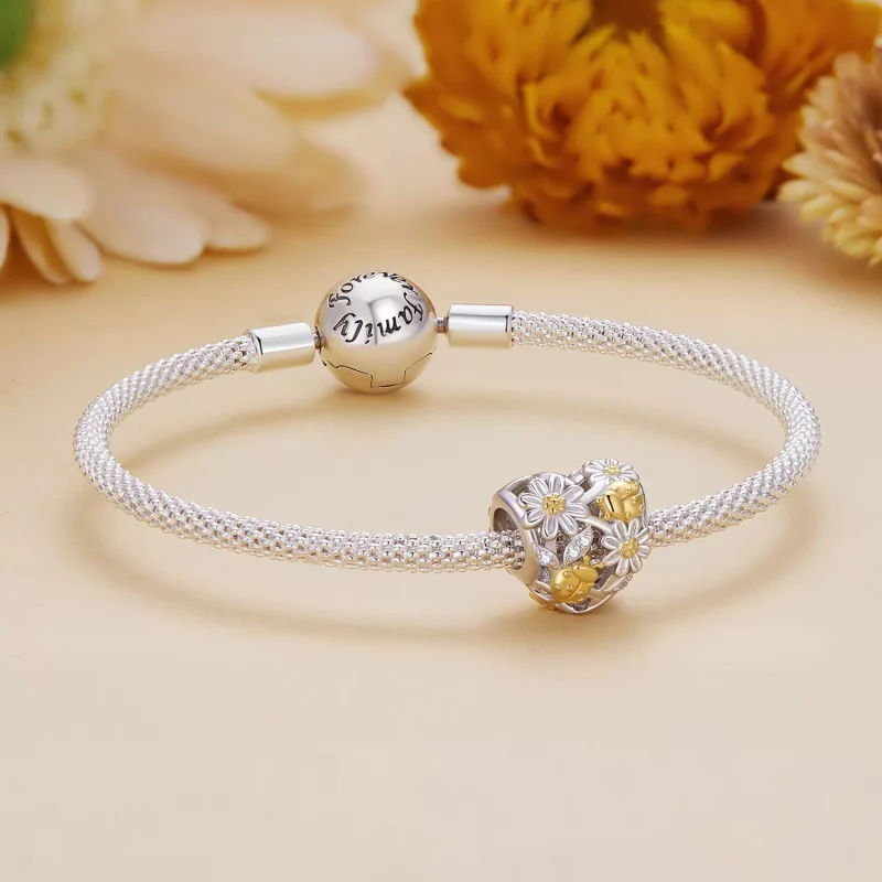 (imagen para) Charm de estilo Pandora con margarita y mariquita - BSC817 - Ver 5