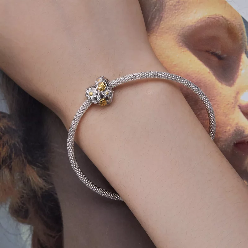 (imagen para) Charm de estilo Pandora con margarita y mariquita - BSC817 - Ver 6