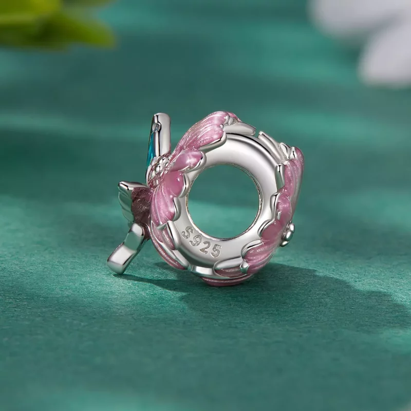 (imagen para) Charm de estilo Pandora con mariposa y crisantemo - BSC788 - Ver 3