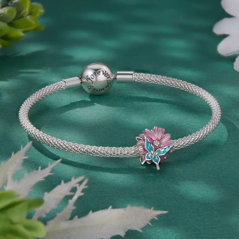 (imagen para) Charm de estilo Pandora con mariposa y crisantemo - BSC788 - Ver 5