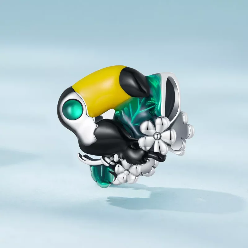 (imagen para) Charm de estilo Pandora con un tucán de la selva - SCC2520 - Ver 2