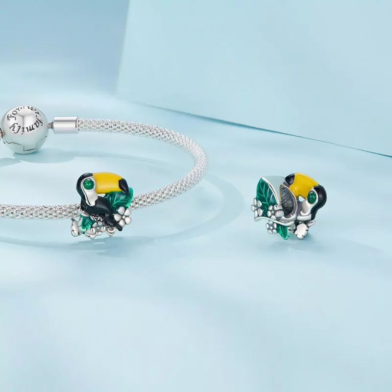 (imagen para) Charm de estilo Pandora con un tucán de la selva - SCC2520 - Ver 4