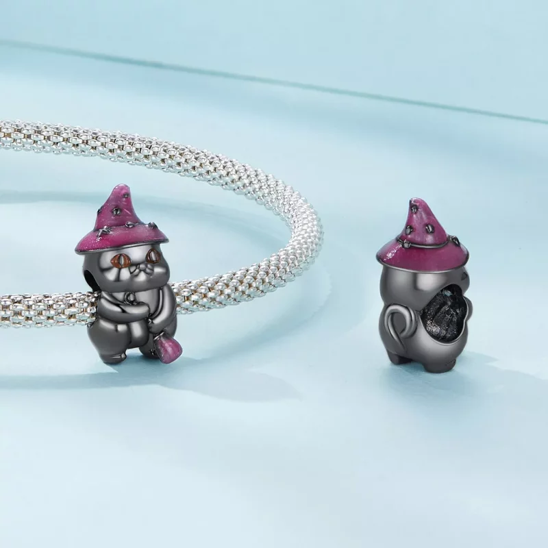 (imagen para) Charm de gato bruja estilo Pandora para Halloween - SCC2625 - Ver 4